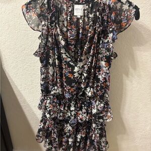 Misa Los Angeles Floral Mini Dress - Black and White